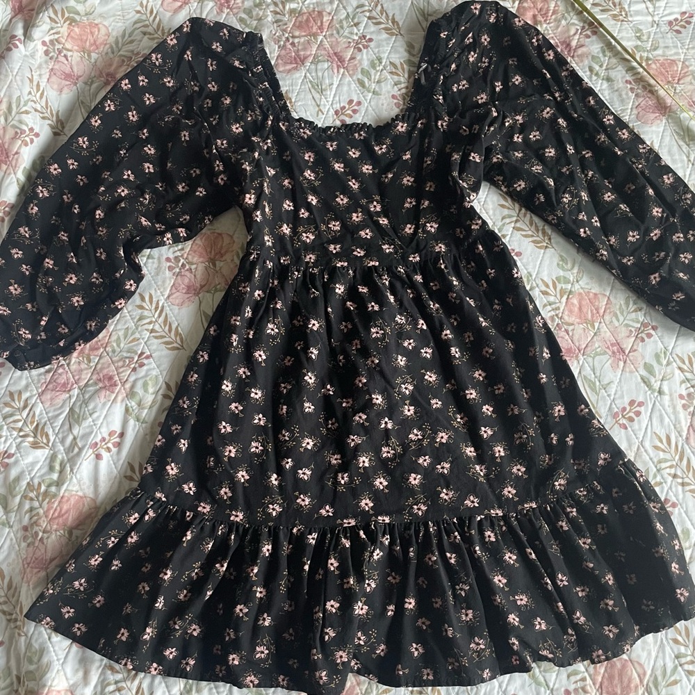 Celebrity Pink Black Floral Kids Dress